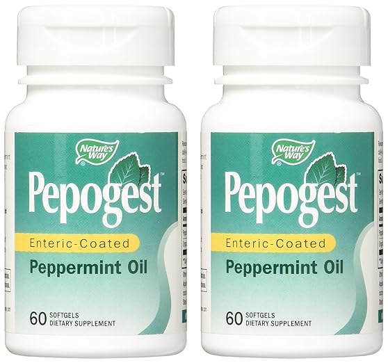 Nature's Way Pepogest Enteric-Coated Peppermint Oil Gastrointestinal Comfort 60 Count (Pack of 2)