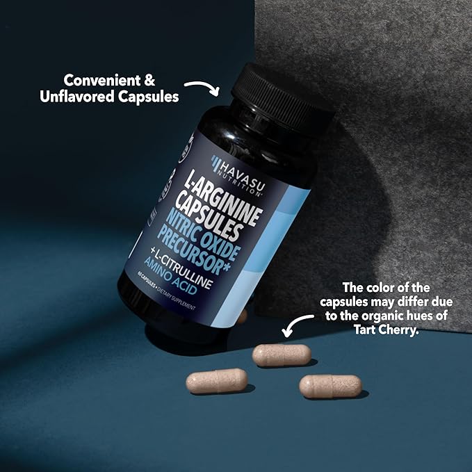 L-Arginine Capsules with L-Citrulline - Nitric Oxide Supplement - L Arginine and L Citrulline Blend - 60 Count - Vegan Non-GMO Capsules for Performance Endurance and Muscle Support - 1 Month Supply