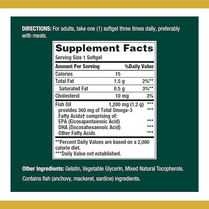 Nature's Bounty Fish Oil Softgels 1200 mg 320 Count