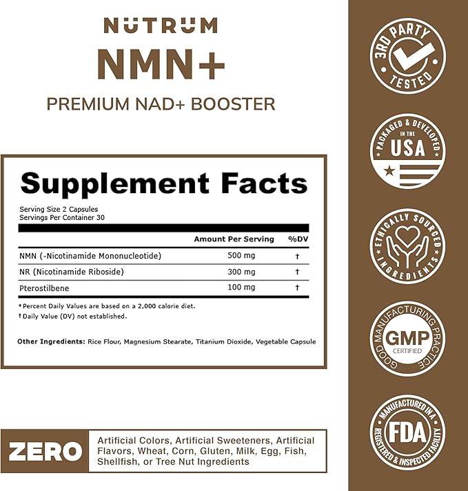 NMN NAD+ Supplement – Extra Strength Longevity &amp Cellular Energy Booster – Supports NAD+ Levels Healthy Aging Focus &amp Metabolism – Third Party Tested for Purity – Made in USA 1 Month Supply