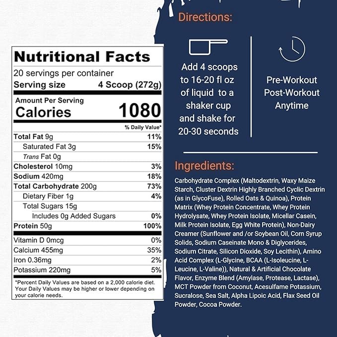 Gaspari Nutrition Real Mass: Advanced Weight Gainer Protein and Complex Carb Blend 50g Protein 16g EAAs Gluten-Free 12 lbs (Chocolate Ice Cream)