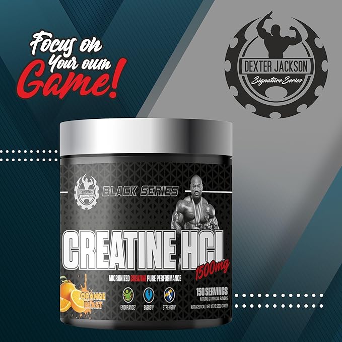 DEXTER JACKSON Black Series Creatine Hcl 1500mg | 300g (150 Serving Orange Blast)