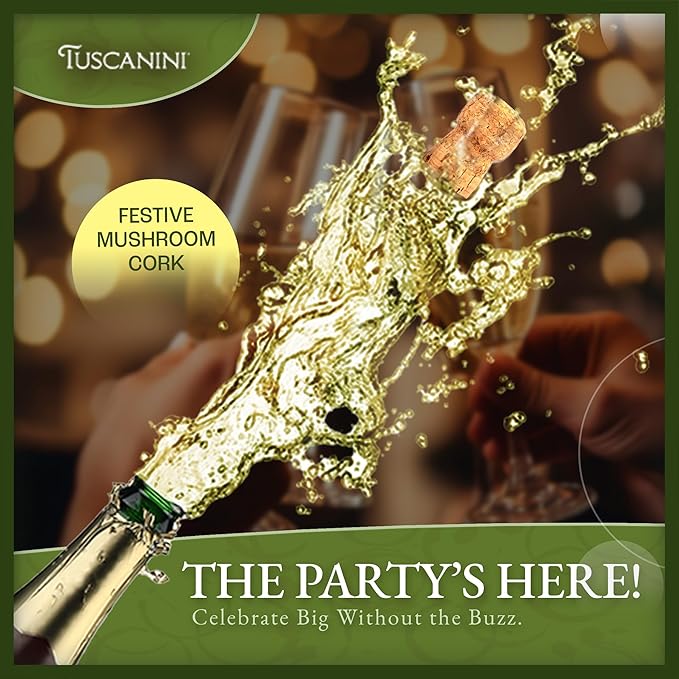 Tuscanini Sparkling Bianco Grape Juice 25.4oz (2 Pack) | Non-Alcoholic Celebration Drink | Festive Mushroom Cork | Refreshing &amp Elegant Sparkling Grape Juice | Perfect for Holidays Weddings &amp