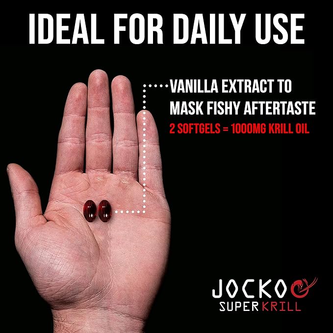 Jocko Fuel Antarctic Krill Oil Omega 3 Fatty Acid Supplements DHA &amp EPA - 1000mg Softgels - Supports Joints Mobility &amp Mental Function (60 Softgels) (Pack of 2)