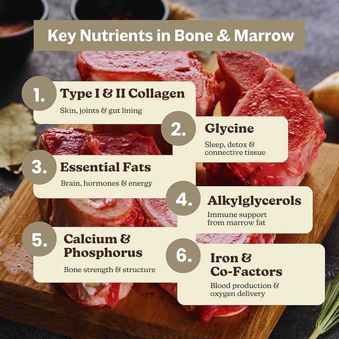 MK Supplements Grass-Fed Bone &amp Marrow Capsules | Collagen Types I &amp II + Bone Peptides + Marrow | Whole-Food Calcium Matrix | New Zealand Raised | 135 Capsules