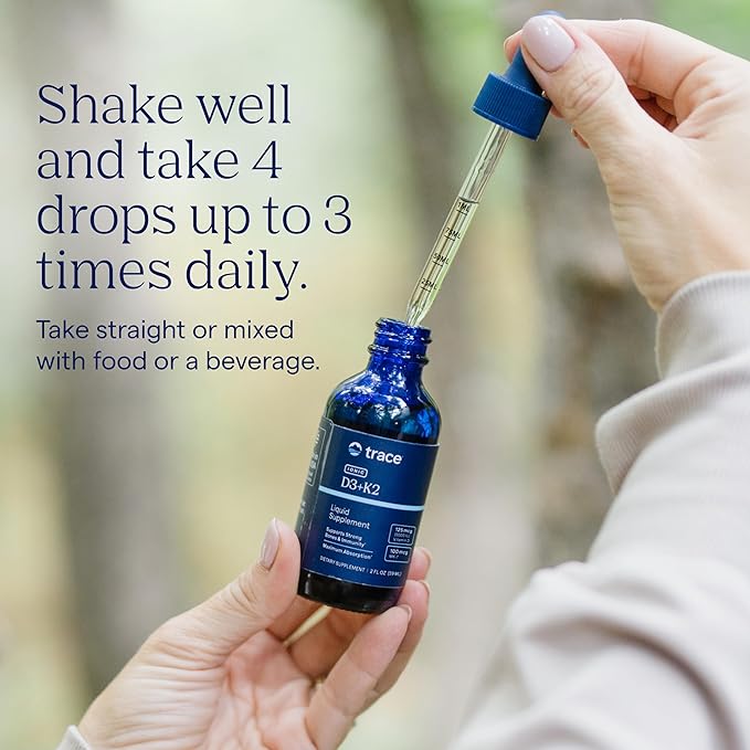 Trace Minerals | Liquid Ionic Vitamin D3 + K2 | 125 mcg (5000 IU) D3 100 mcg K2 | Concentrated Dietary Supplement | 2 fl oz. 296 Servings
