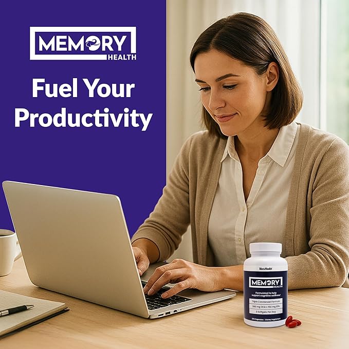 Memory Health Softgels with Omega-3 Carotenoids and Vitamin E – Designed for Mental Focus Energy and Enhanced Clarity - (270 Softgels 90 Days Supply)