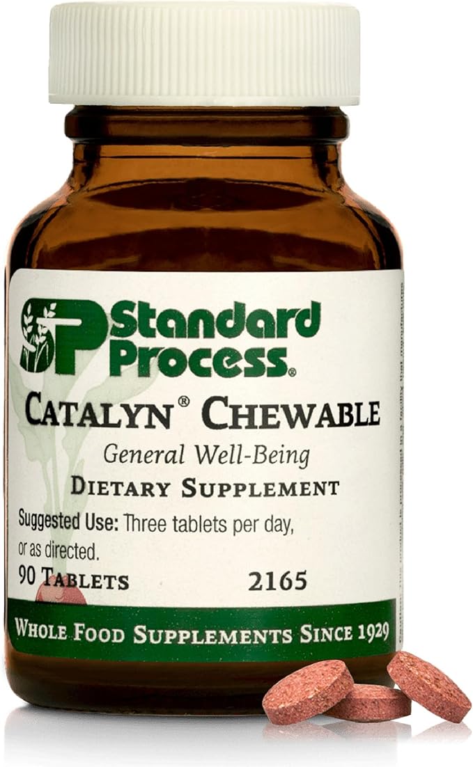 Standard Process Catalyn Chewable - Whole Food-Based Support for Cell Functioning - Includes Vitamins A D B6 - Aids Antioxidant Activity - Non-Dairy &amp Non-Soy - 90 Tablets
