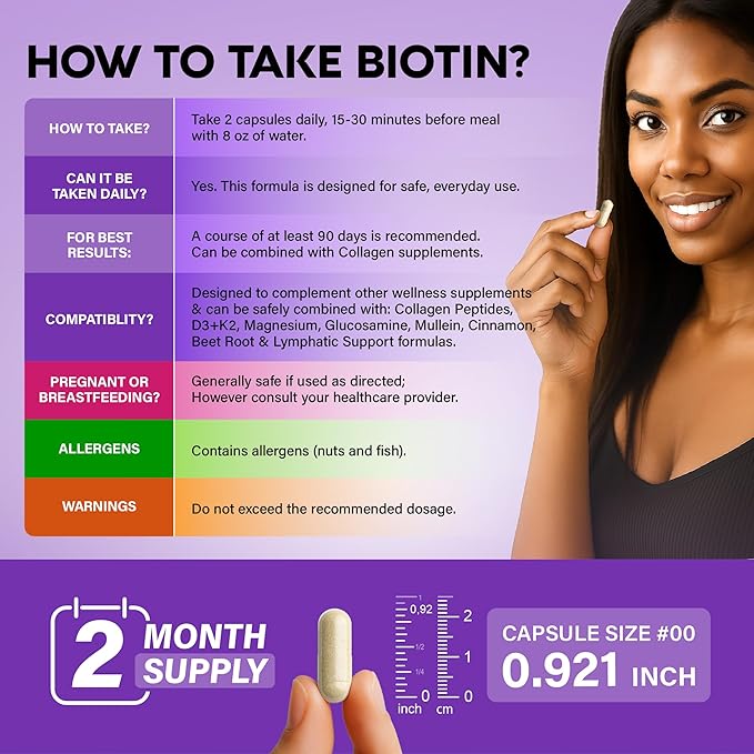 Biotin | Collagen | Hyaluronic Acid | Keratin - Clinically Tested Supplement - Hair Growth Support Skin &amp Nails - 25000 mcg Vitamins B2 B3 B6 &amp B7 + B1 - Made in USA - Women &amp Men | 120