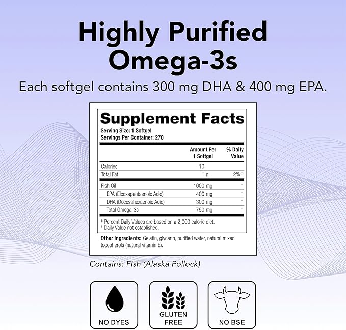 Theralogix TherOmega Omega-3 Fish Oil Supplement - Supports Heart Brain Immune &amp Joint Health* - 700 mg DHA &amp EPA from Wild Alaska Pollock - Sustainably Sourced - NSF Certified - 270 Softgel