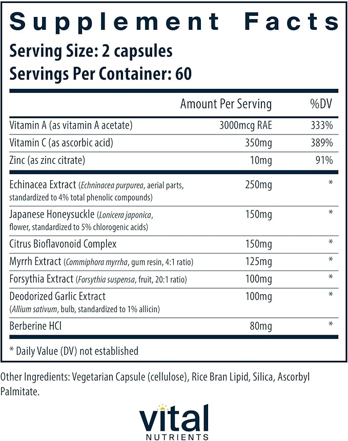 Vital Nutrients Herbal Biotic - Herbal Immune Support Supplement - Antioxidant Support Promotes Healthy Immune System - Gluten Dairy Soy Free - Non-GMO - 120 Capsules