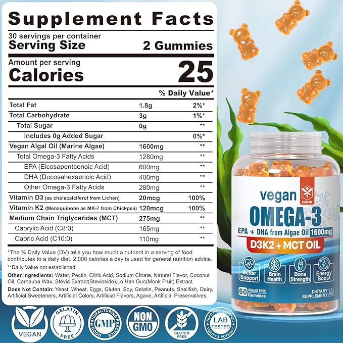 Magnesium Gummies 400mg &amp Vegan Omega 3 Gummies 1280mg