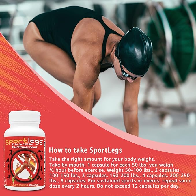 SPORTLEGS Pre-Exercise Metabolic Primer for Runners Cyclists and Endurance Athletes - Helps Muscles Use Lactate as Fuel for Smoother Longer-Lasting Efforts - NSF Certified for Sport - 120 Capsules
