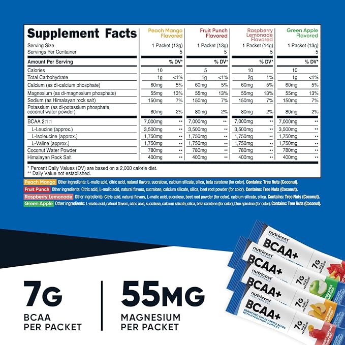 Nutricost BCAA+ Hydration Variety Pack (20 Stickpacks) - Branched Chain Amino Acids with Hydration Complex - Gluten-Free Non-GMO