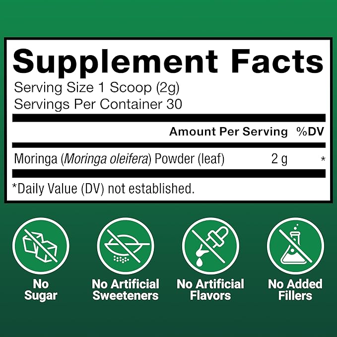 Force Factor Modern Moringa Powder to Support Energy Vitality &amp Immune Health Complete Green Superfood with Antioxidants Naturally Unflavored ~30 Servings