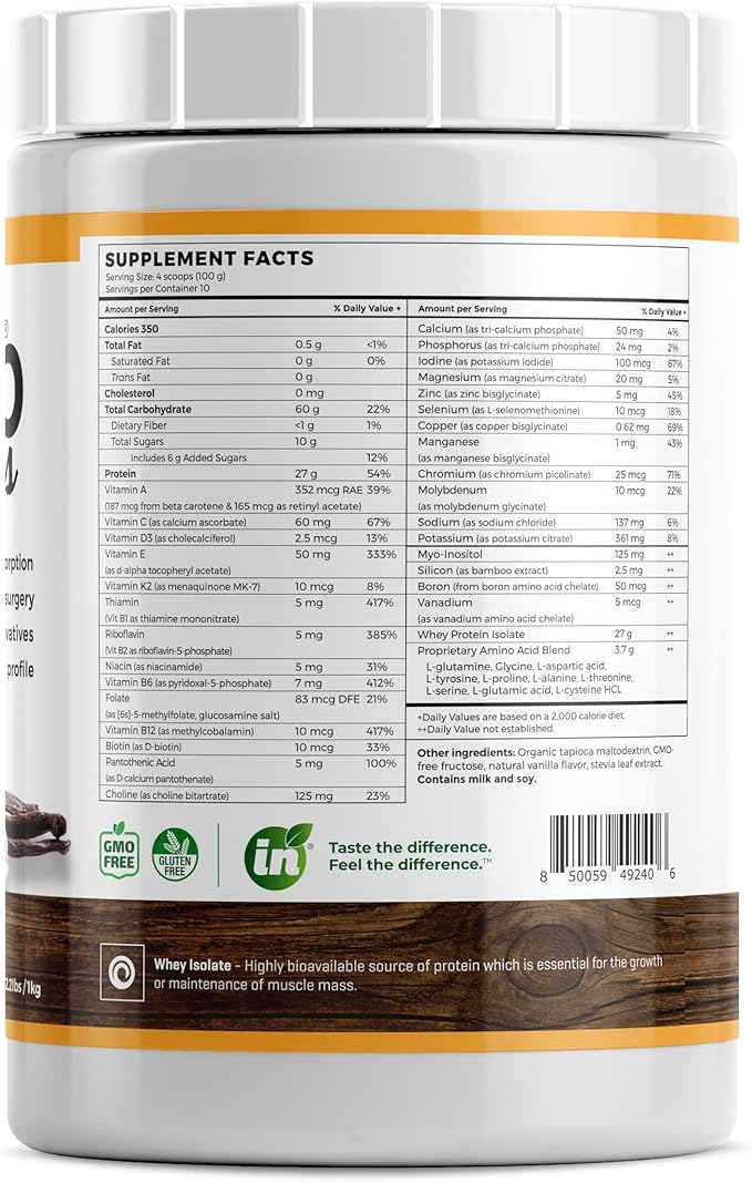 Isolate Protein - Diet Supplement for Improved Gut Health Extra Nutritional Support Non-GMO Gluten-Free Lactose-Free Casein-Free (2.2 Lbs French Vanilla)