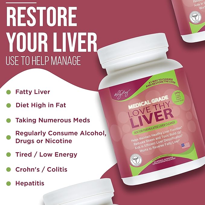 Dr. Liz Cruz Love Thy Liver - Liver Cleanse Detox &amp Repair Liver Supplements with Enzymes Herbs &amp Nutritive Ingredients Liver Health Supplement in Veggie Capsules 60 Counts