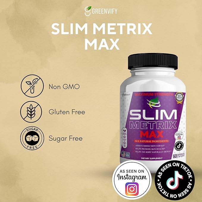 Slim Metrix Maximum Strength Dietary Supplement 60 Capsules Natural Ingredients for Midsection Support Skin Health Detox Vegan Gluten Free Non-GMO (5)