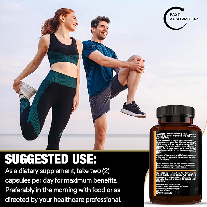 NEW AGE Black Seed Oil Softgel Capsules - Premium Cold-Pressed Nigella Sativa Producing Pure Black Cumin Seed Oil - Non-GMO &amp Vegetarian (60 Softgels)