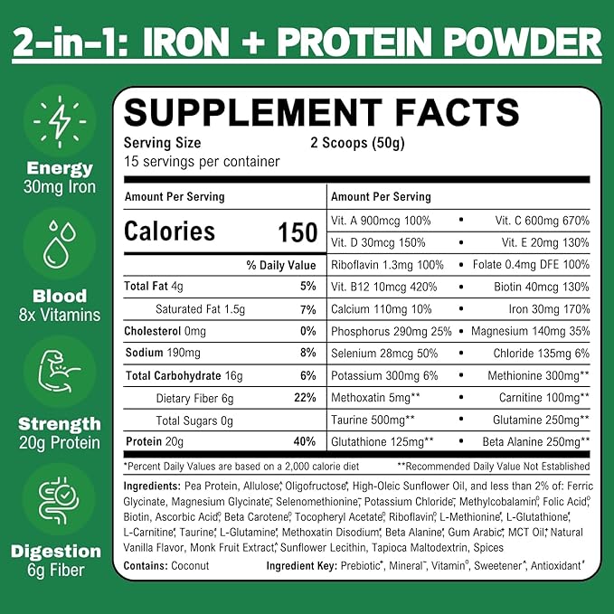 Smart Eats - Iron Powder | Highly Absorbed | Avoids Side Effects | Complete Nutrition: Protein Vitamins Fiber Antioxidants | Makes Tasty Drinks &amp Shakes | Vegan | Vanilla Flavor | 30 Scoops