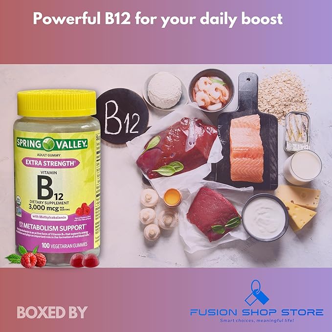 Vitamin B12 Gummies- 3000 mcg Extra Strength100 Count (Pack of 1) Boxed By Fusion Shop Store