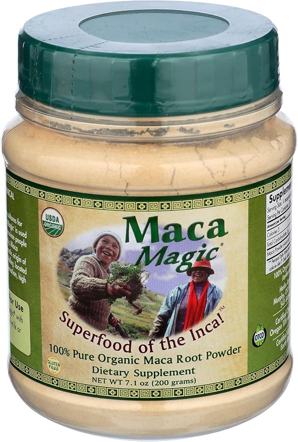 Maca Magic Organic Black Maca Powder - Raw Maca Powder - Raw Premium Maca Powder - Yellow Maca Powder - Raw Red Maca Root Powder - Miracle in The Andes - Maca Superfood Powder Powder - 7.1 Oz