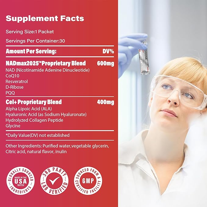 zooone- NAD+ Supplement 30pcs Premium Nicotinamide Riboside &amp Resveratrol DNA Repair &amp Healthy Aging Advanced NAD Supplement for Men &amp Women Boosts Cellular Energy.