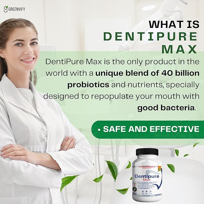 Dentipure Max Probiotic Supplement 40 Billion CFU 60 Capsules Supports Teeth and Digestive Health (10)