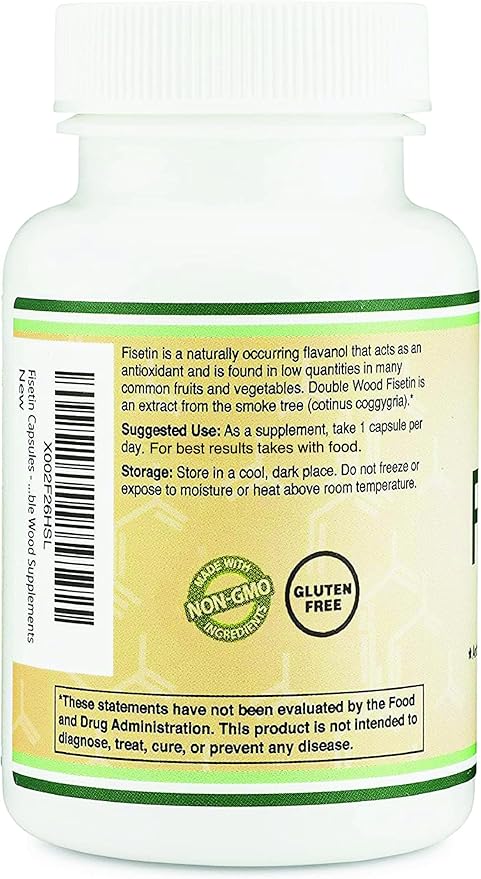Fisetin Supplement - 100mg of Bioactive Flavnonols 60 Count (Bioflavonoid Polyphenols Supplement Similar to Apigenin Luteolin and Quercetin) Aging Support Senolytic by Double Wood (Pack of 2)