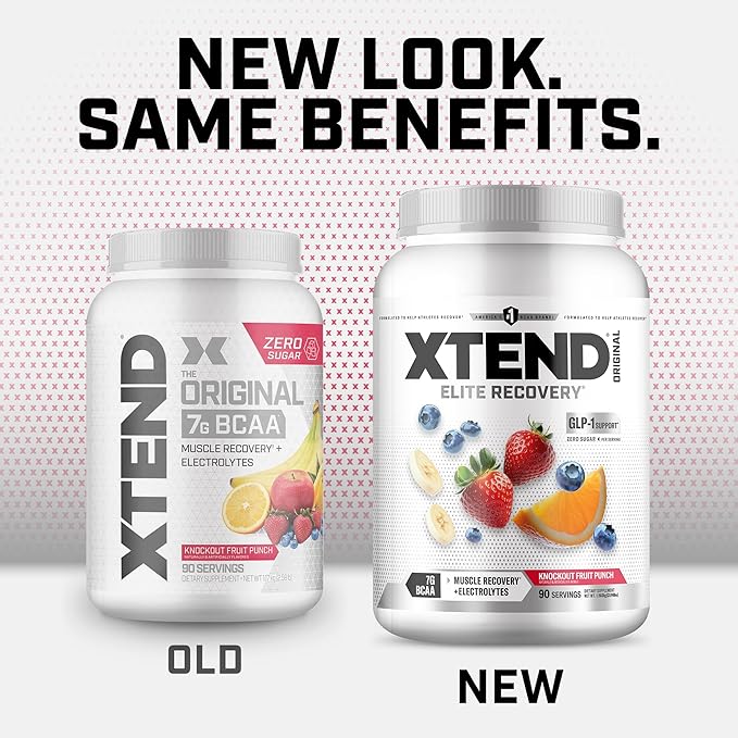 XTEND Original BCAA Powder Knockout Fruit Punch | Sugar Free Post Workout Muscle Recovery Drink with Amino Acids | 7g BCAAs for Men &amp Women | 90 Servings