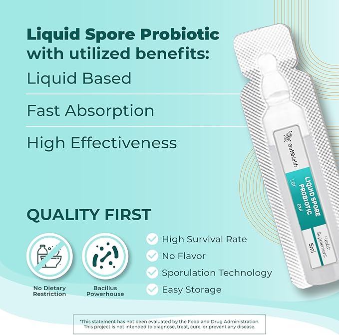 Liquid Spore Probiotic for Adult Women &amp Men | Supports IBS Gas Bloating &amp Diarrhea | Improve Digestive &amp Immune System | 20 Servings