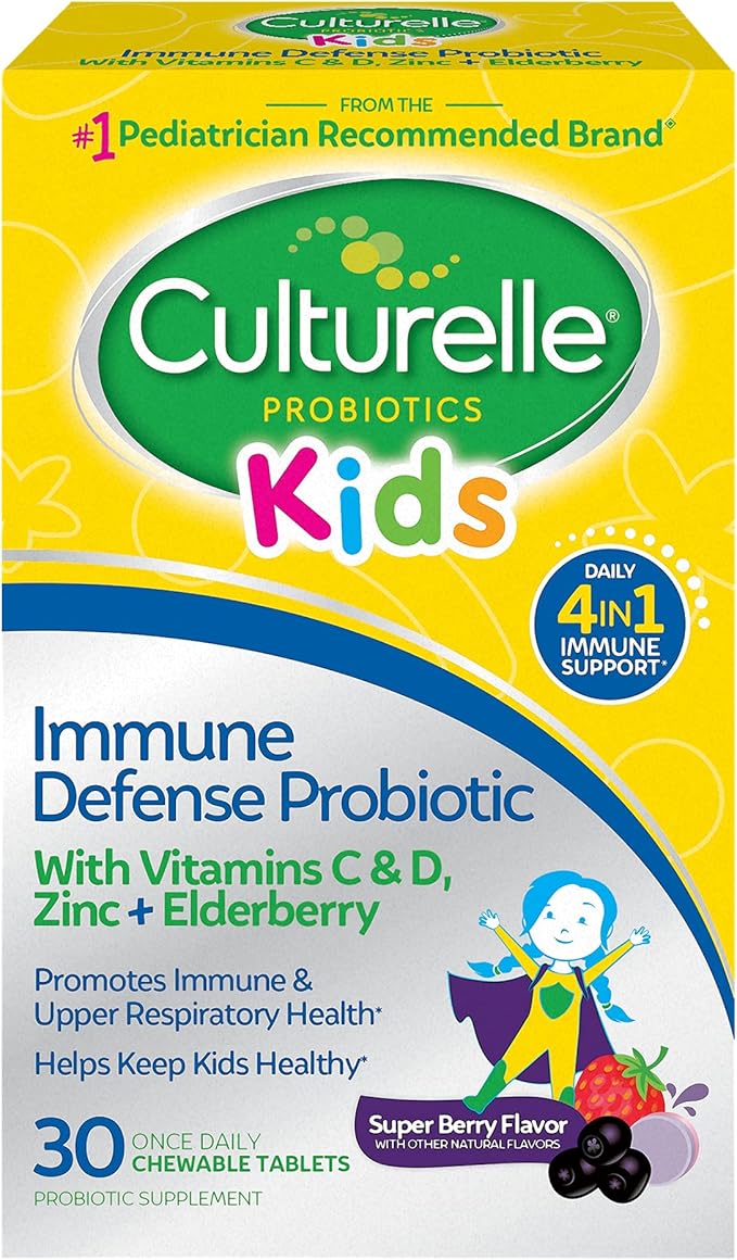 Culturelle Kids Probiotic + Fiber Packets (Ages 3+) - 60 Count - Digestive Health &amp Immune Support - Helps Restore Regularity &amp Immune Defense Probiotic with Vitamin C