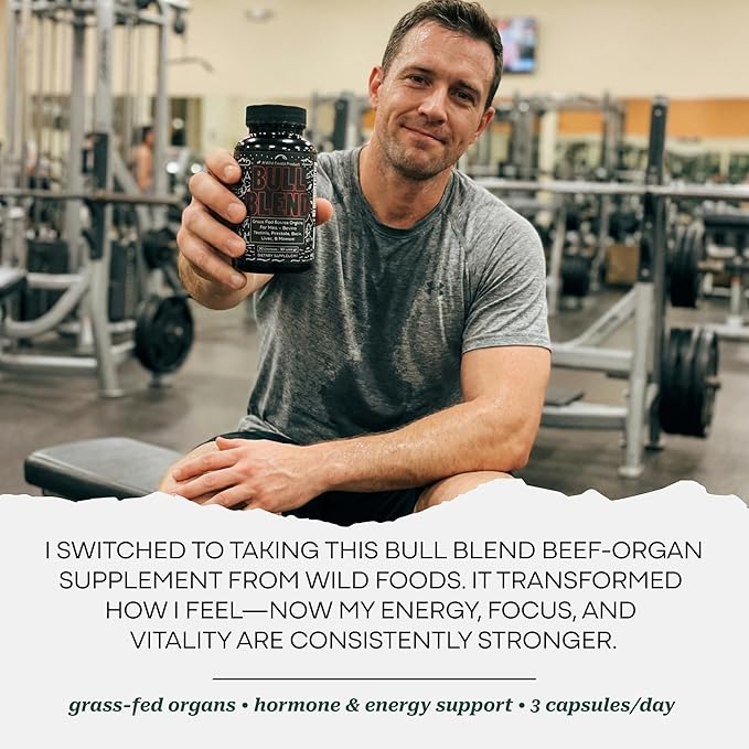 Wild Grass Fed Beef Organ Supplement for Men - Complete Ancestral Nutrition Complex with Beef Liver Testicle Prostate &amp Bone Matrix - Organ Meat Supplements - 30 Day Supply