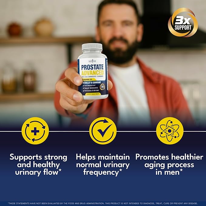 NEW AGE Prostate Advanced Prostate Supplement for Men – Reduce Bathroom Trips Promote Sleep Support Health &amp Bladder Emptying - Made with Lycopene Beta Sitosterol - 60 Count