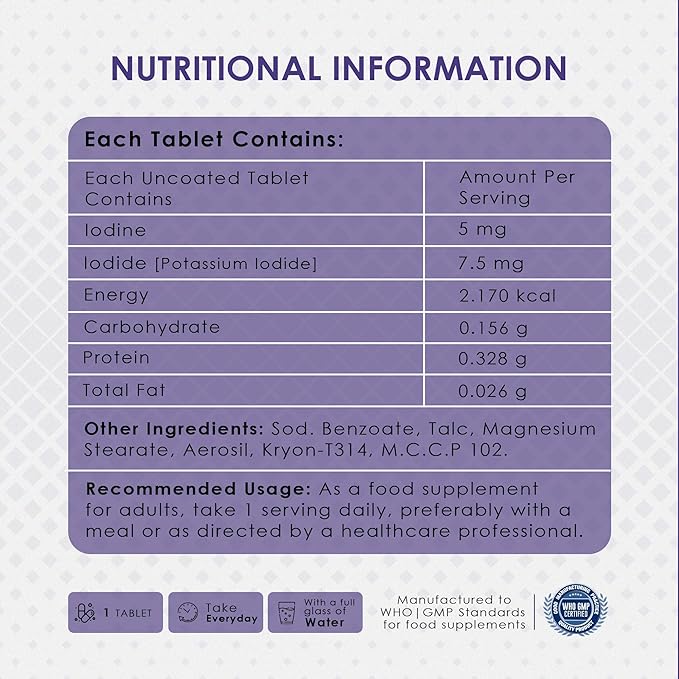 AMBROSIAL Iodine 5000mcg Tablets (Pack of 2-120 Tablets)