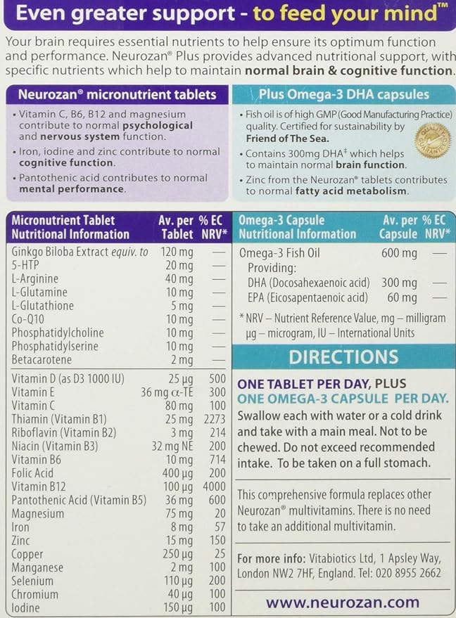 Neurozan Vitabiotics Plus Tablets 56 Capsules