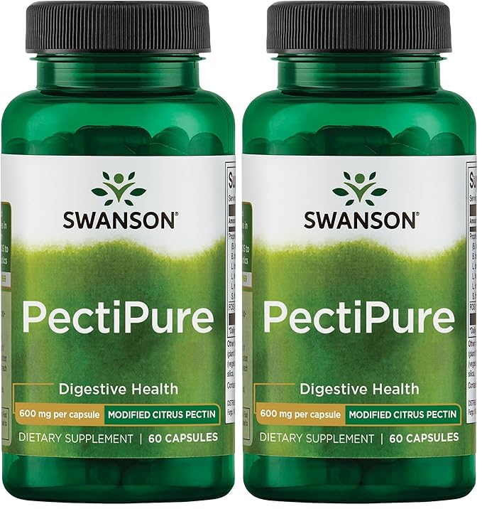 Swanson PectiPure Modified Citrus Pectin-Supports Digestive Health and Cellular Health-Delivers Minimum of 82% Galacturonic Acid-Natural Wellness Supplement (60 Capsules 600mg Each) (Pack of 2)