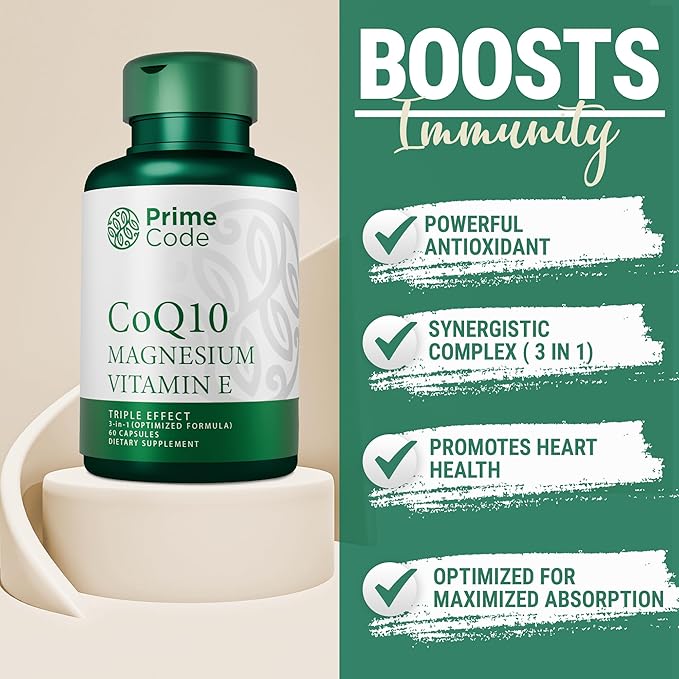 Prime Code CoQ10 250mg with Magnesium Glycinate and Vitamin E CoQ10 200mg &amp Vitamin C 250mg Gummies