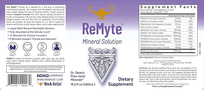 RnA ReSet ReMyte – Electrolyte Mineral Solution with Magnesium Iodine Selenium &amp Zinc 16.2 Fl Oz (2-Pack) NSF Certified