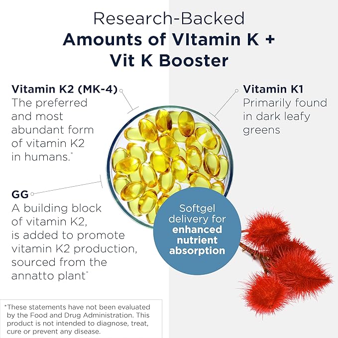 Designs for Health BRF 45 - Vitamin K1 + Vitamin K2 as MK-4 to Promote Bone Strength Healthy Aging + Arterial Health - 2 Forms of Vitamin K + GG to Aid Vitamin K2 MK4 Production (60 Softgels)
