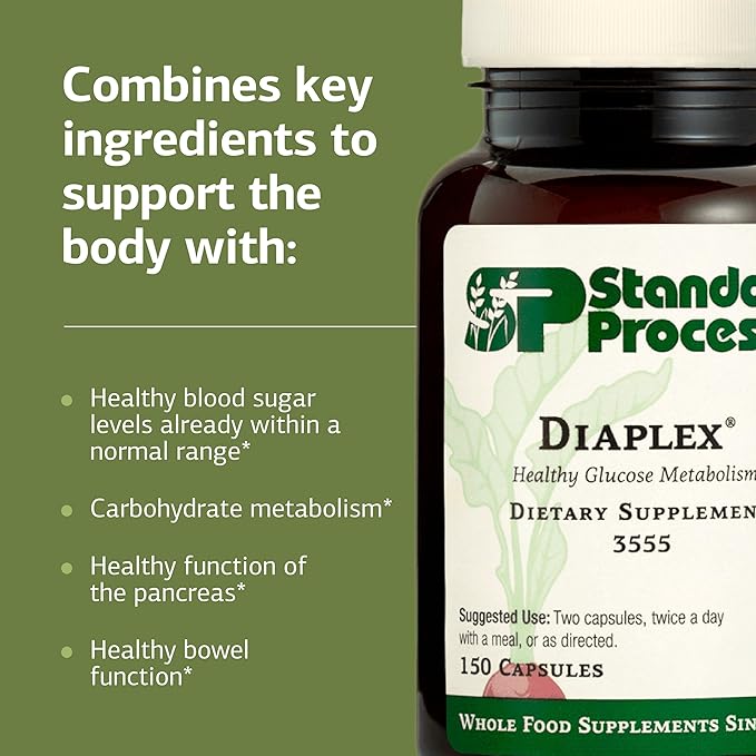 Standard Process Diaplex - Supplement for Pancreas &amp Gallbladder Support - Contains Chromium &amp Antioxidant Vitamin A - Non-Dairy - 150 Capsules (75 Servings)