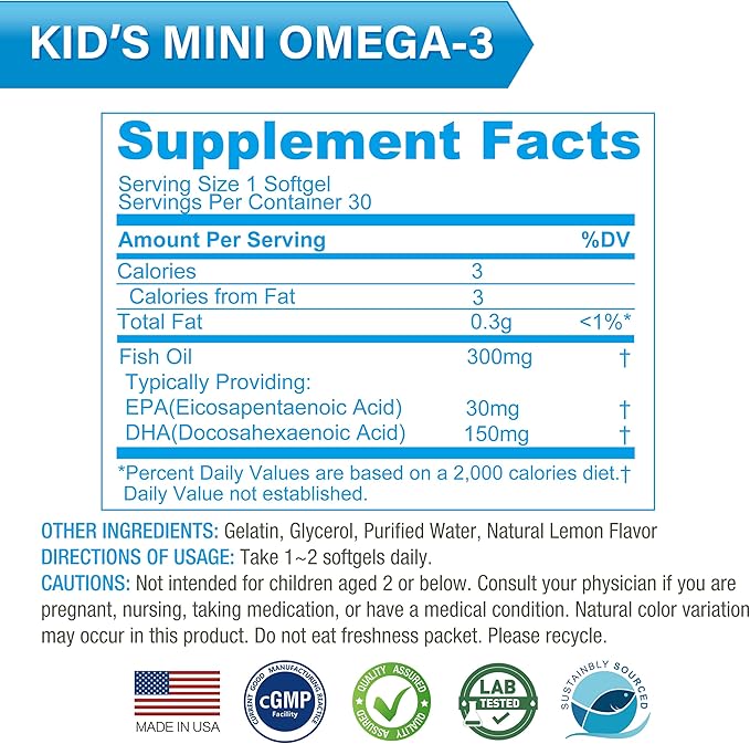 LOVITA Family Starter Bundle - 2 Adult Fish Oil Mini Softgels &amp 1 Kid’s DHA Heart &amp Brain Support for Whole Family (3 Pc Set)