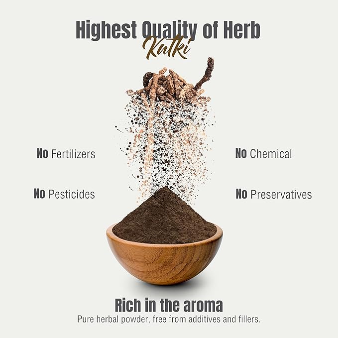 Herbsforever Kutki Root Powder(PicrorhizaKurroa)-Supports Liver Skin Health &amp Blood PurifierCooling Herb| Wild Harvested- 2X Potency | Ultra Clean | Authentic | High-Altitude Sourced | 230Gms-1/2
