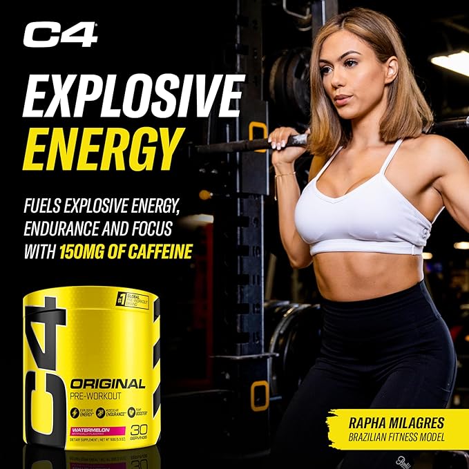 Cellucor Pre Workout &amp Creatine Bundle C4 Original Pre Workout Powder Watermelon 30 Servings + Cor Performance Creatine Powder 72 Servings