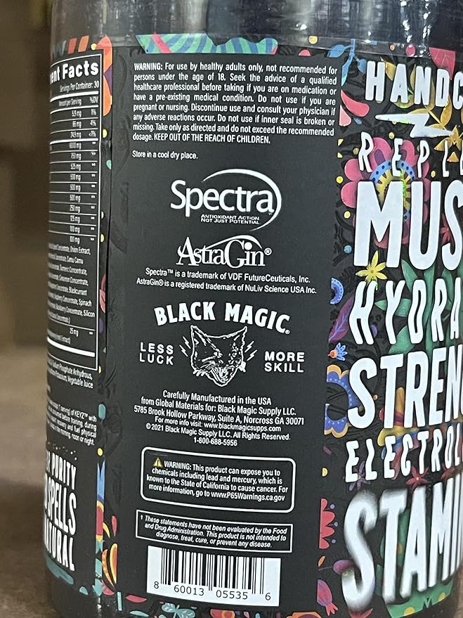 Black Magic Keyz Amino Acid Matrix Powder - Muscle Recovery &amp Endurance - EAA's BCAA's &amp Taurine - Keto No Sugar Caffeine Free - Strawberry Mojito - 14.81 oz