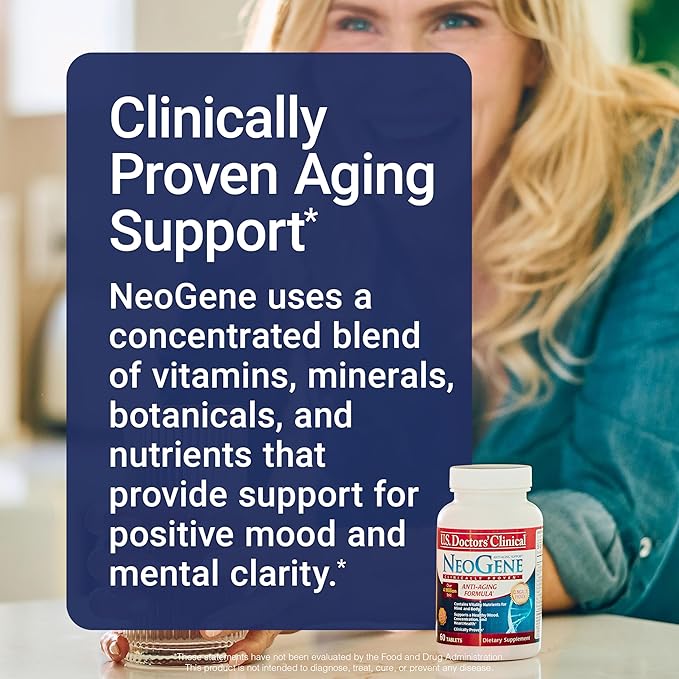 U.S. Doctors’ Clinical NeoGene (Formerly) GH3 Clinically Proven Aging Support Supplement with Nutrients for Supporting Mood Cognition Heart Health Antioxidant Support [1 Month - 60 ct.]