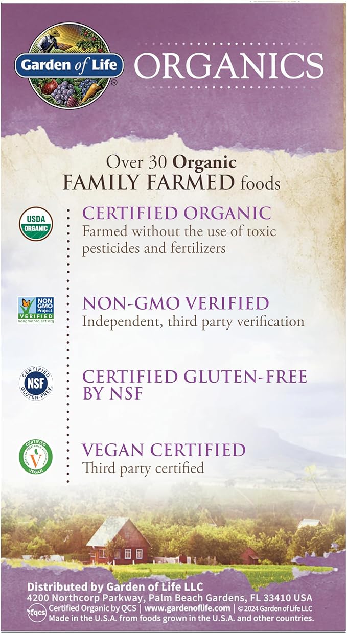 Garden of Life Organics Multivitamin for Women - Women's Once Daily Multi - Whole Food Multi with Iron Biotin Vegan Organic Womens Multivitamin for Health Energy Hair Skin and Nails 30 Tablets