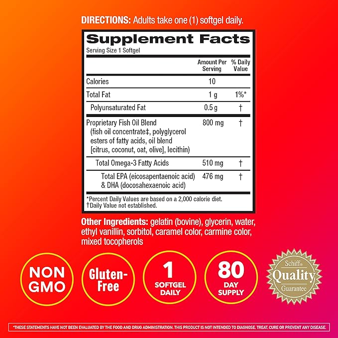 MegaRed Advanced 6X Absorption Softgels - Omega-3 Fish Oil Supplement 800mg (80 Count in A Box) EPA DHA Fish Oil Supports Heart Brain Joints &amp Eyes
