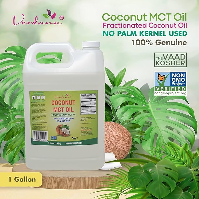 Verdana MCT Oil Fractionated 100% from Coconut - 1 Gallon - Kosher Food Grade Vegan Non-GMO - Great for Keto and Paleo Diet (128 Fl Oz)
