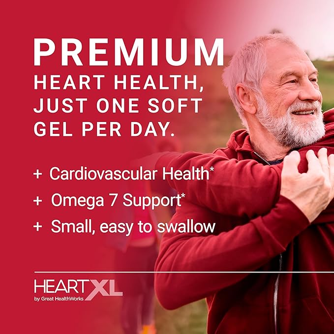 HeartXL Omega-7 Blend Cardiovascular Health Support - Promotes Healthy Metabolism - Gluten-Free Heart Health Supplement - 30 Soft Gels